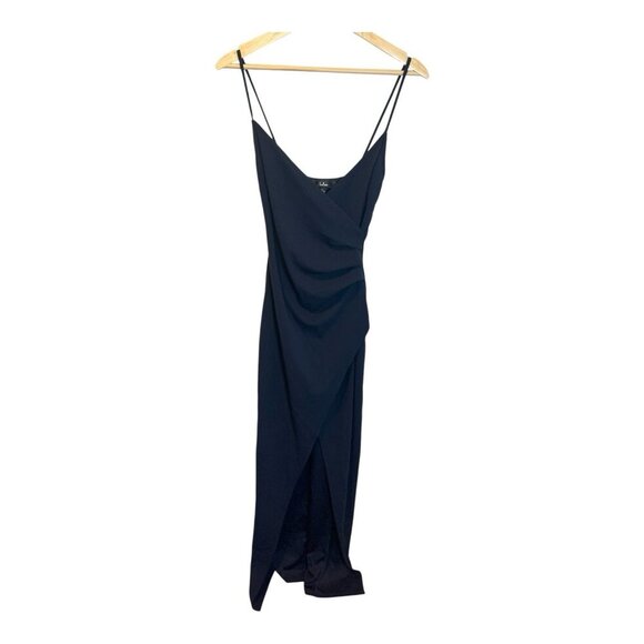 Lulus Sweetest Admirer Navy Blue Ruched Surplice Maxi Dress Small Formal NWOT - Picture 3 of 10